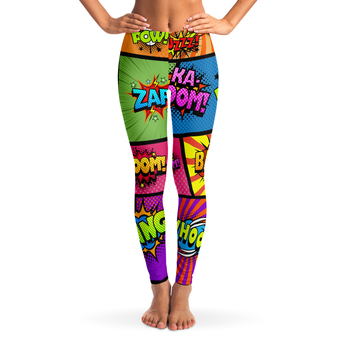 Multicolor Pop Art Graphic Super Hero Leggings for Girls